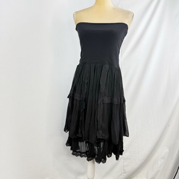 Anonima Black Layered Boho Lace Trim Skirt Size 36 Romantic Gothic Style - Picture 9 of 16